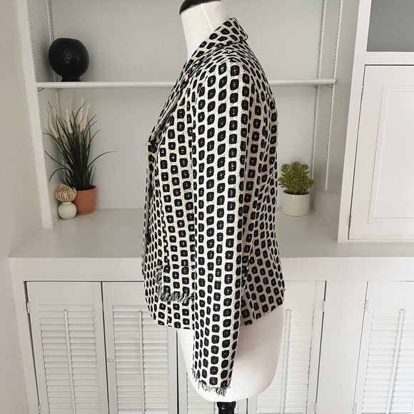 Vintage Lavantino Silk Tweed Geometric Print Jacket Blazer Size 4 - Picture 4 of 9